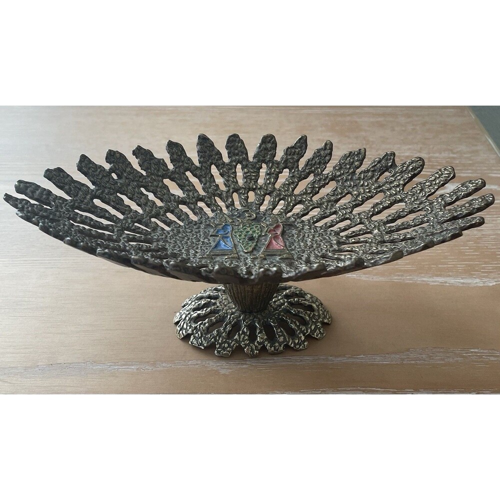 Vintage Hen Holden Brass Brutalist Dish Made In Israel Spies Promised Land